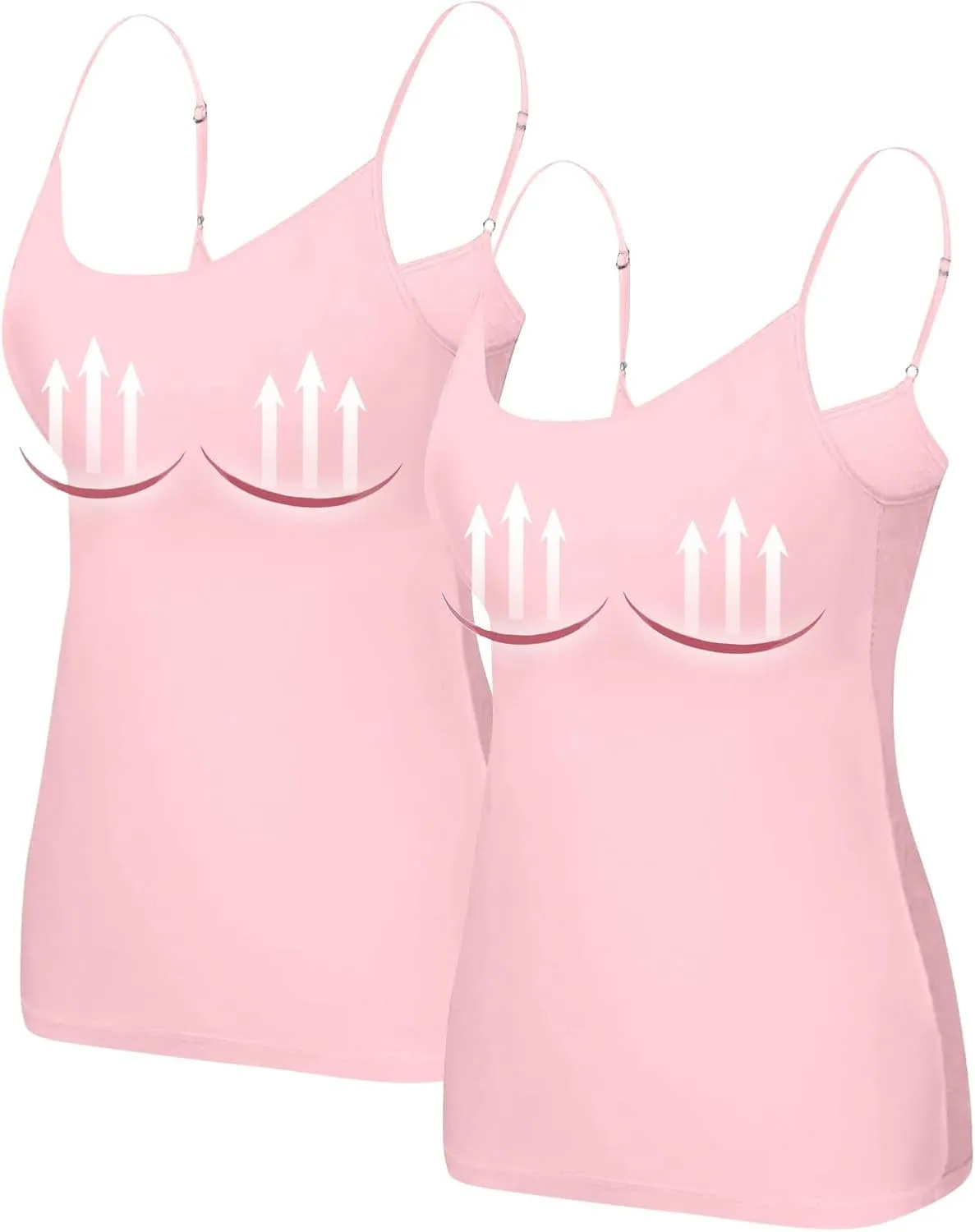 Womens Tank Tops with Built in Bra Going Out Tanks Summer Casual Oversized Soft Solid Layer Camis 2 Pack