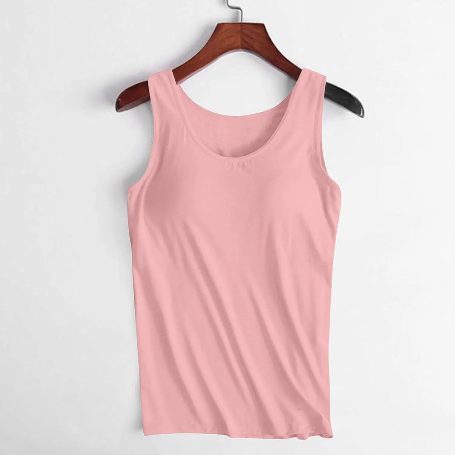 Womens Tank Tops with Built in Bra Plus Size Padded Camisole Shelf Bra Casual Workout Yoga Shirt for Curvy Women