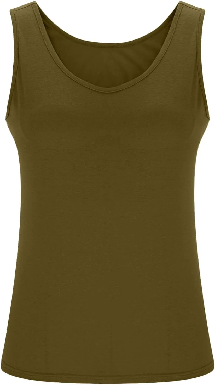 Womens Tank Tops with Built in Bra Plus Size Padded Camisole Shelf Bra Casual Workout Yoga Shirt for Curvy Women