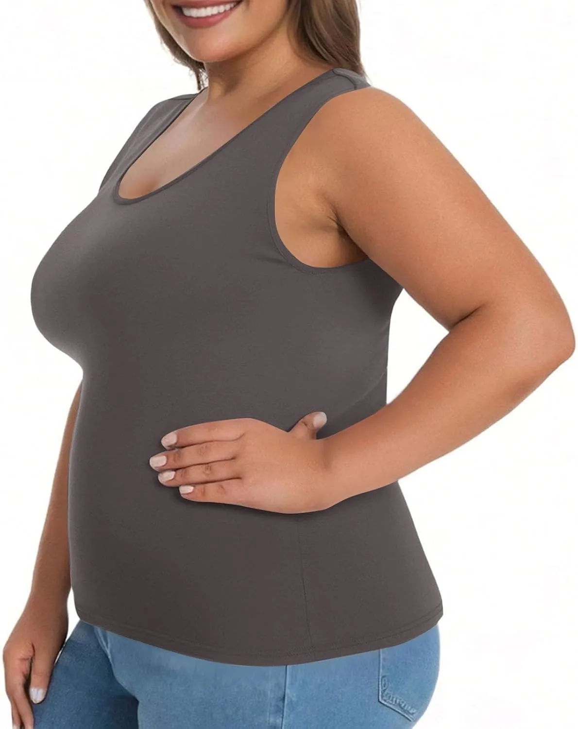 Womens Tank Tops with Built in Bra Plus Size Padded Camisole Shelf Bra Casual Workout Yoga Shirt for Curvy Women