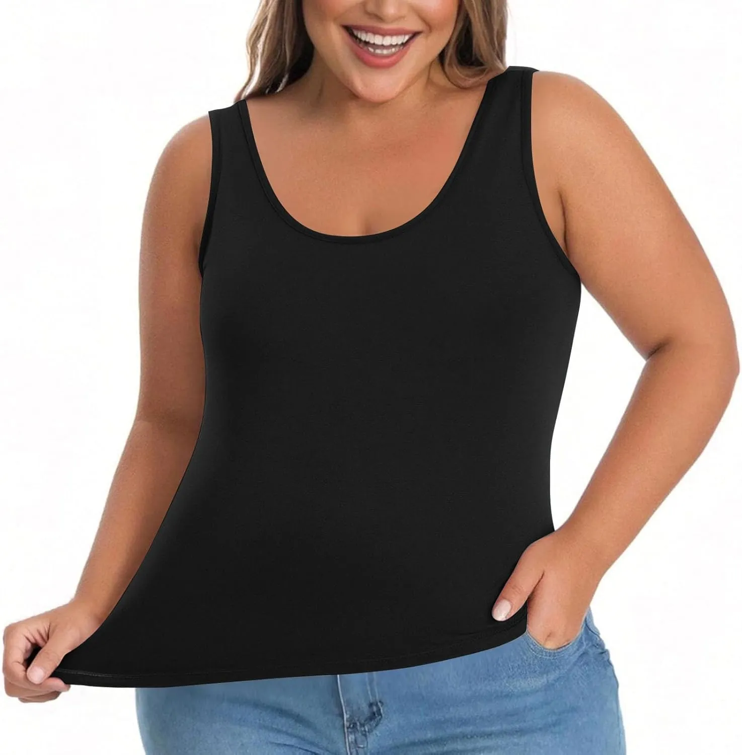 Womens Tank Tops with Built in Bra Plus Size Padded Camisole Shelf Bra Casual Workout Yoga Shirt for Curvy Women