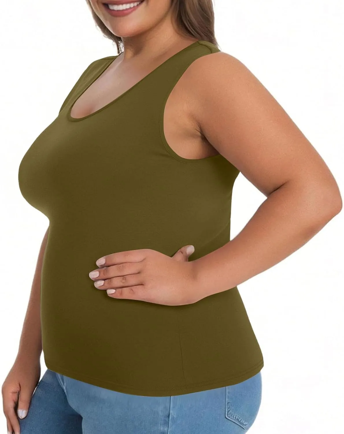 Womens Tank Tops with Built in Bra Plus Size Padded Camisole Shelf Bra Casual Workout Yoga Shirt for Curvy Women