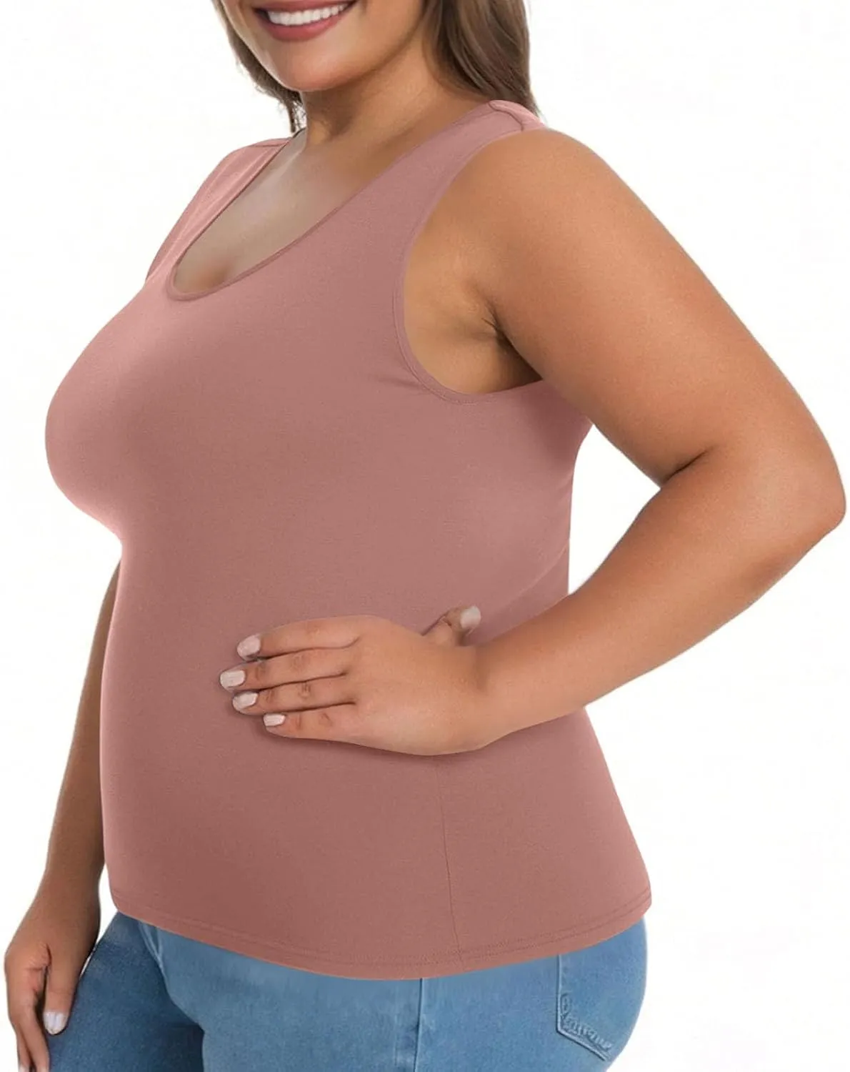 Womens Tank Tops with Built in Bra Plus Size Padded Camisole Shelf Bra Casual Workout Yoga Shirt for Curvy Women