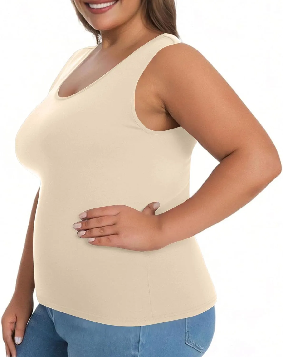 Womens Tank Tops with Built in Bra Plus Size Padded Camisole Shelf Bra Casual Workout Yoga Shirt for Curvy Women