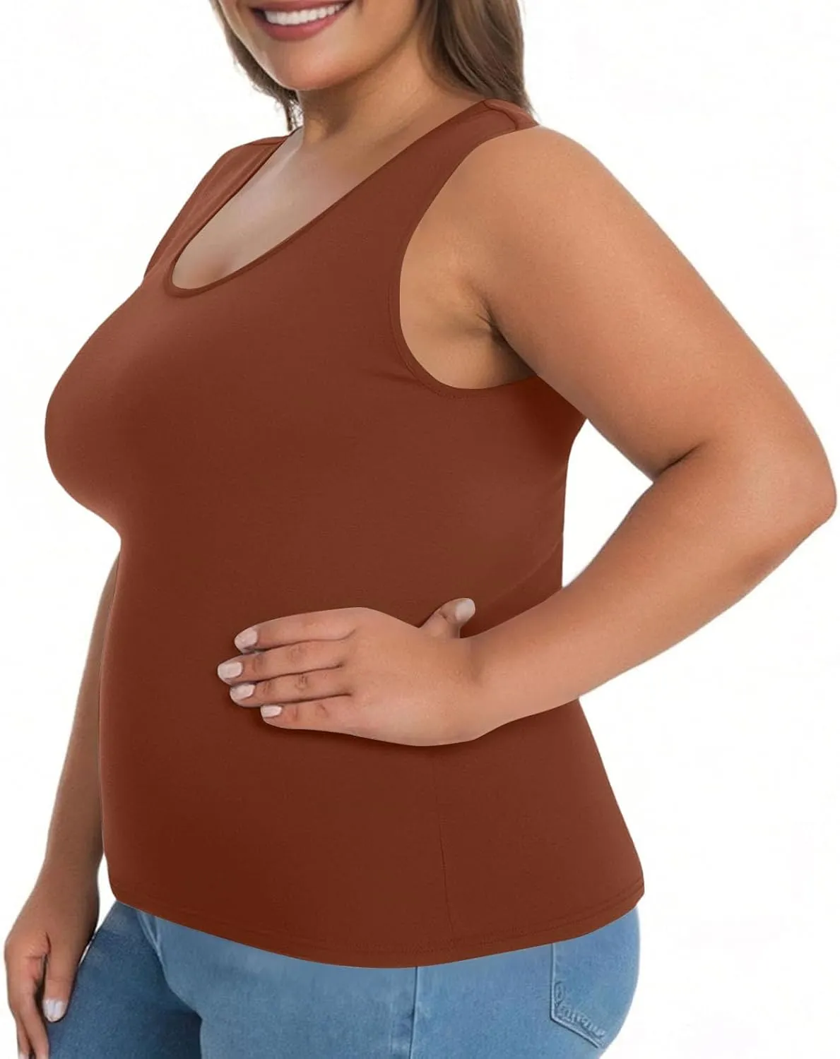 Womens Tank Tops with Built in Bra Plus Size Padded Camisole Shelf Bra Casual Workout Yoga Shirt for Curvy Women