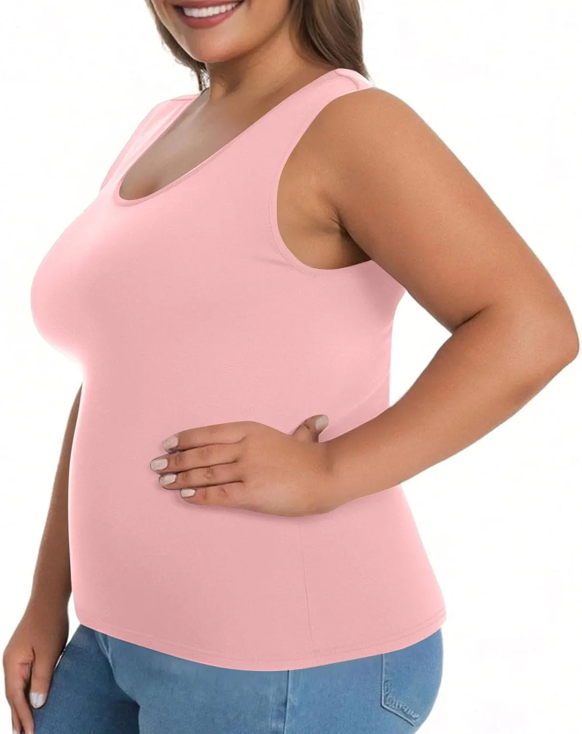 Womens Tank Tops with Built in Bra Plus Size Padded Camisole Shelf Bra Casual Workout Yoga Shirt for Curvy Women