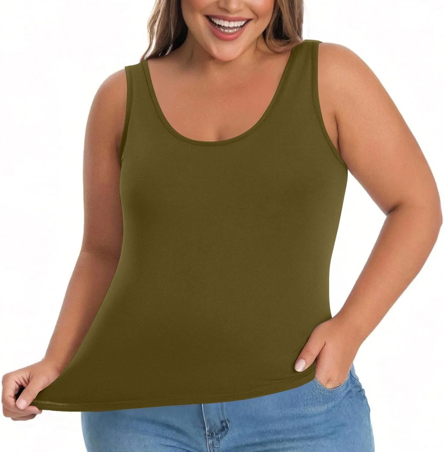 Womens Tank Tops with Built in Bra Plus Size Padded Camisole Shelf Bra Casual Workout Yoga Shirt for Curvy Women