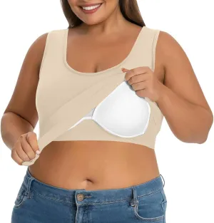 Womens Tank Tops with Built in Bra Plus Size Padded Camisole Shelf Bra Casual Workout Yoga Shirt for Curvy Women