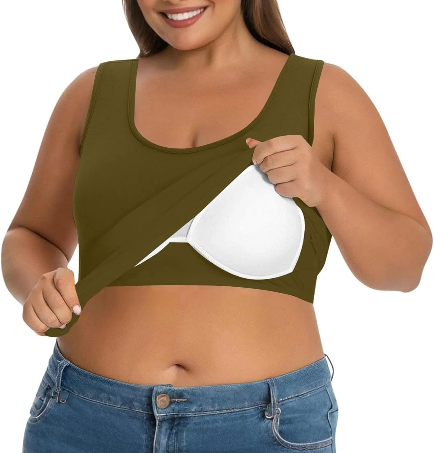 Womens Tank Tops with Built in Bra Plus Size Padded Camisole Shelf Bra Casual Workout Yoga Shirt for Curvy Women