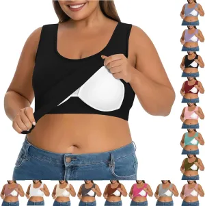 Womens Tank Tops with Built in Bra Plus Size Padded Camisole Shelf Bra Casual Workout Yoga Shirt for Curvy Women