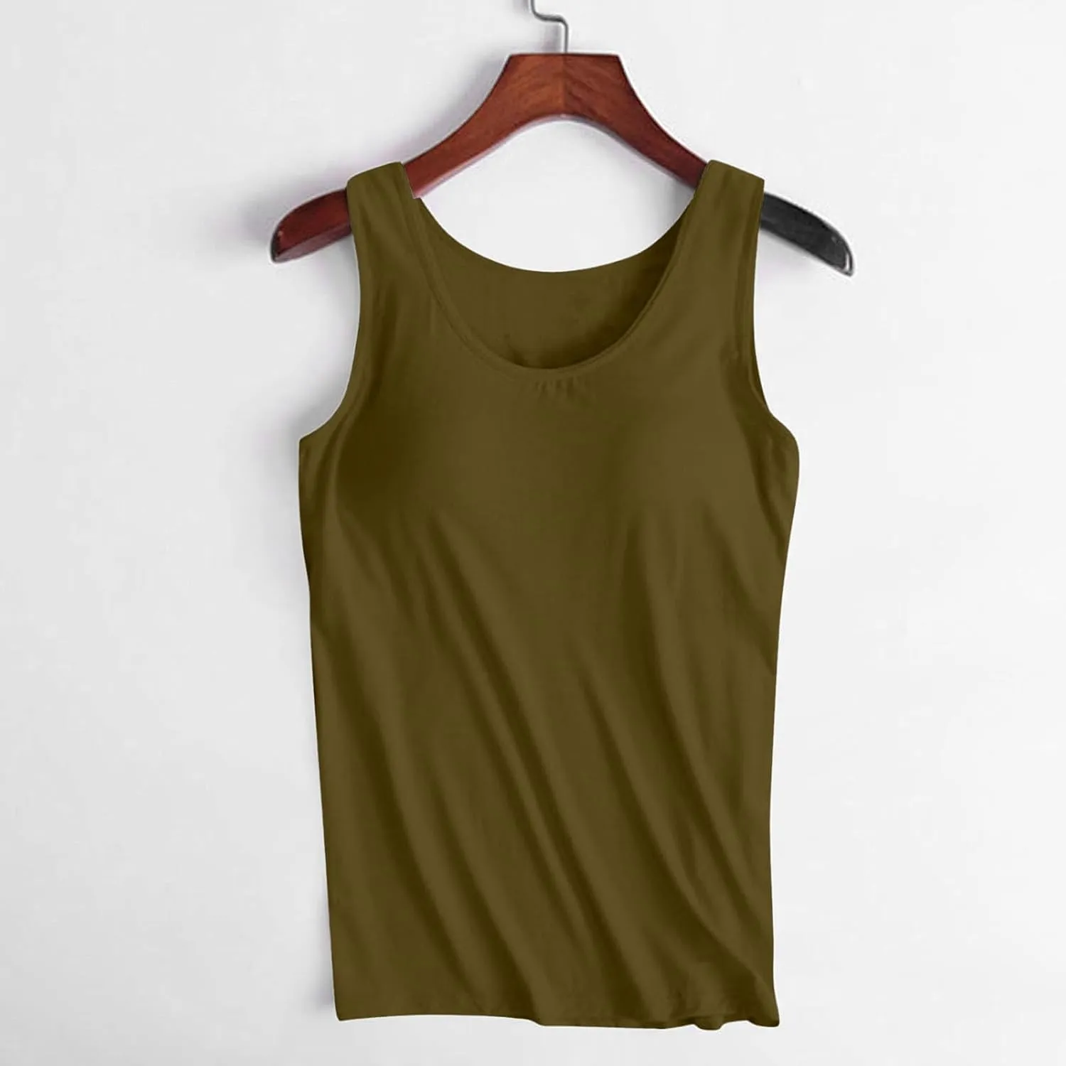Womens Tank Tops with Built in Bra Plus Size Padded Camisole Shelf Bra Casual Workout Yoga Shirt for Curvy Women