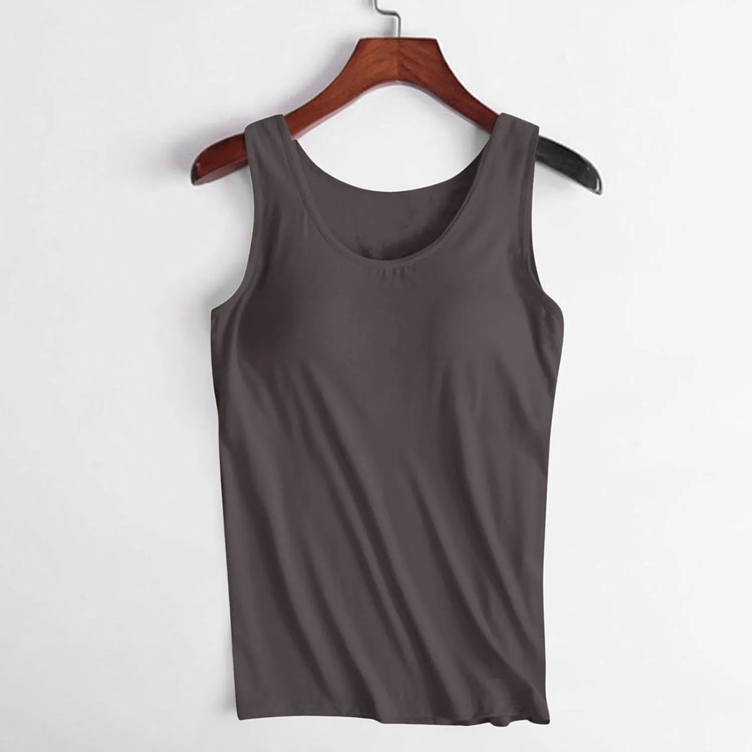 Womens Tank Tops with Built in Bra Plus Size Padded Camisole Shelf Bra Casual Workout Yoga Shirt for Curvy Women