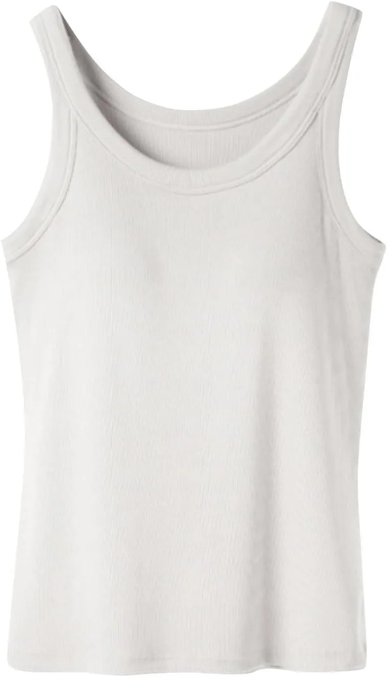 Womens Tank Tops with Shelf Bra Adjustable Spaghetti Strap Cotton Camisole Basic Cami Sports Cotton Undershirts