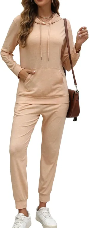 Womens Two Piece Tracksuit Outfits Hoodies Jogger Sweatsuit Lounge Sets with Pockets