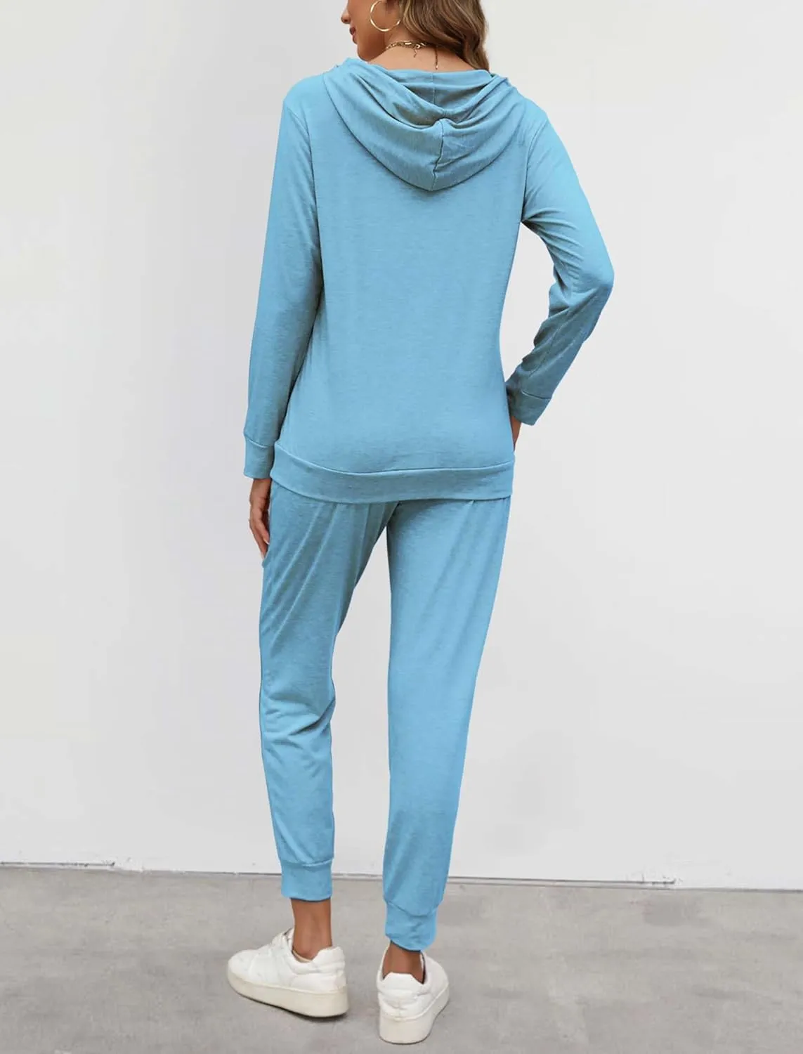 Womens Two Piece Tracksuit Outfits Hoodies Jogger Sweatsuit Lounge Sets with Pockets
