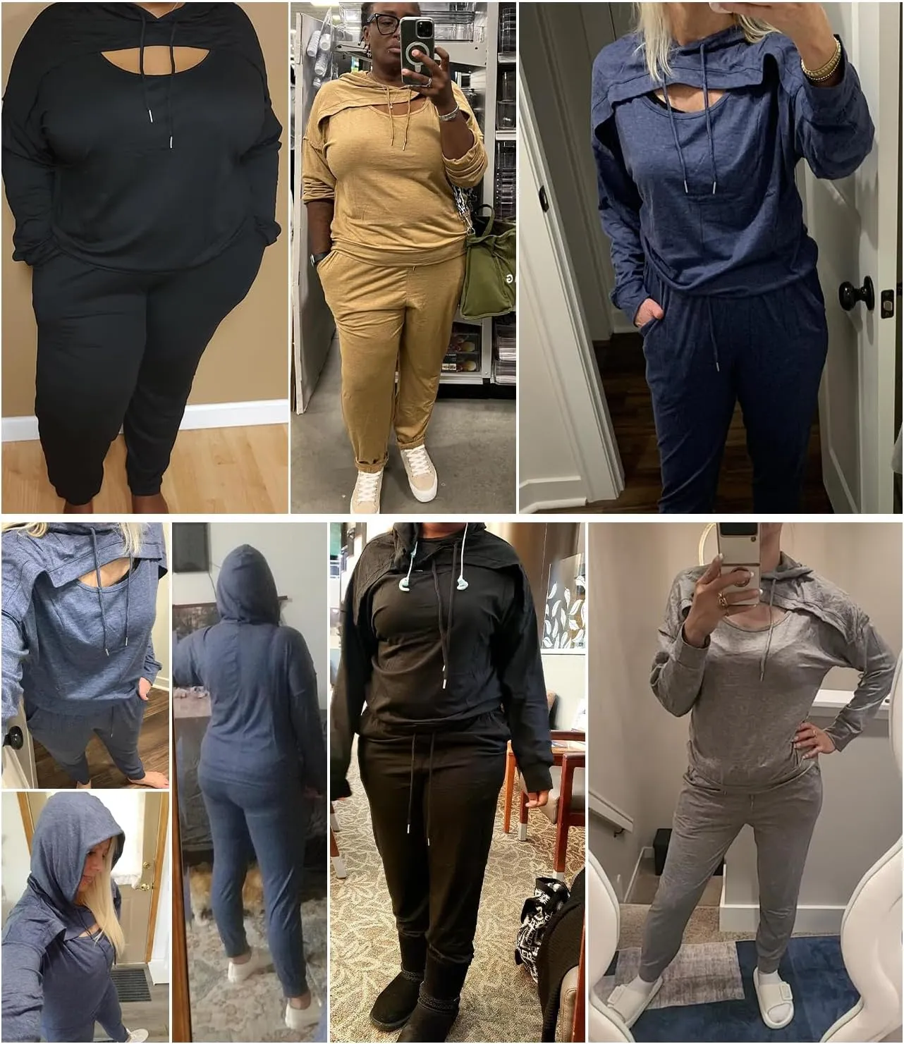 Womens Two Piece Tracksuit Outfits Hoodies Jogger Sweatsuit Lounge Sets with Pockets