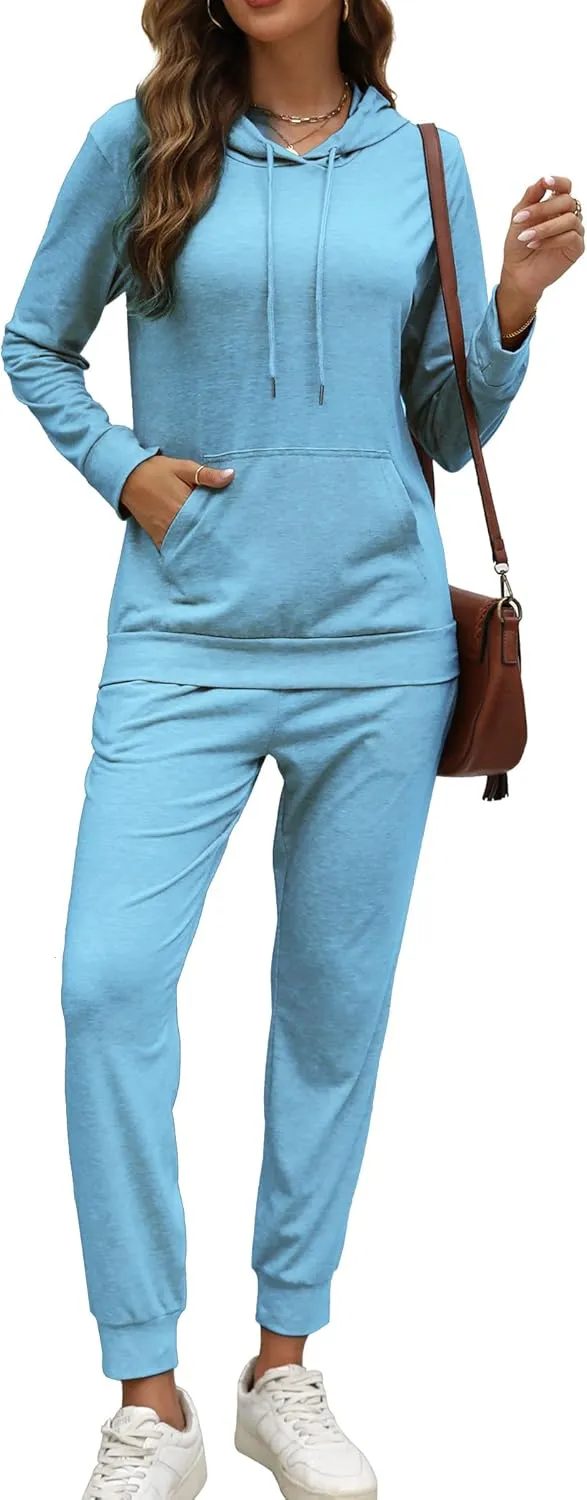 Womens Two Piece Tracksuit Outfits Hoodies Jogger Sweatsuit Lounge Sets with Pockets