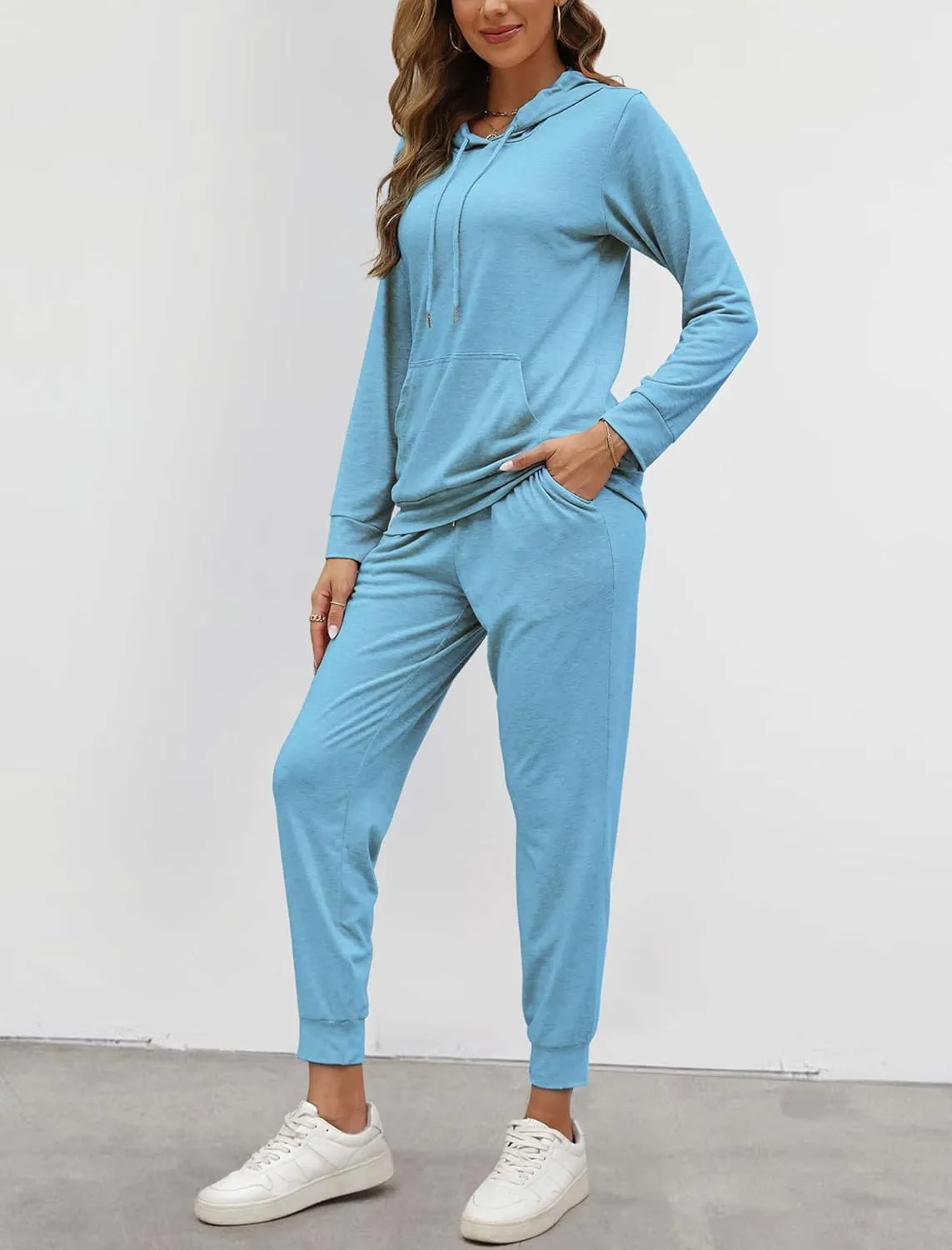 Womens Two Piece Tracksuit Outfits Hoodies Jogger Sweatsuit Lounge Sets with Pockets