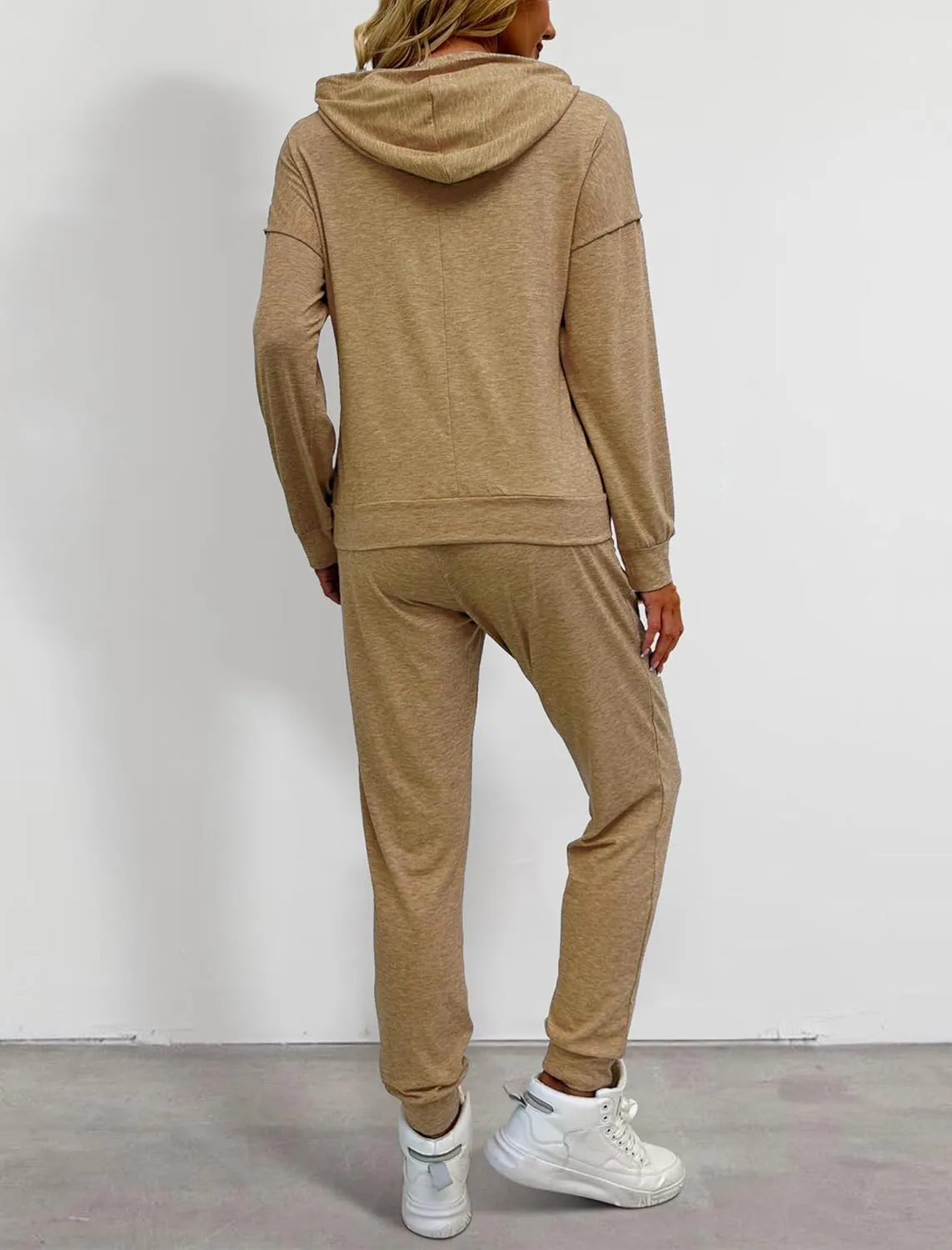 Womens Two Piece Tracksuit Outfits Hoodies Jogger Sweatsuit Lounge Sets with Pockets