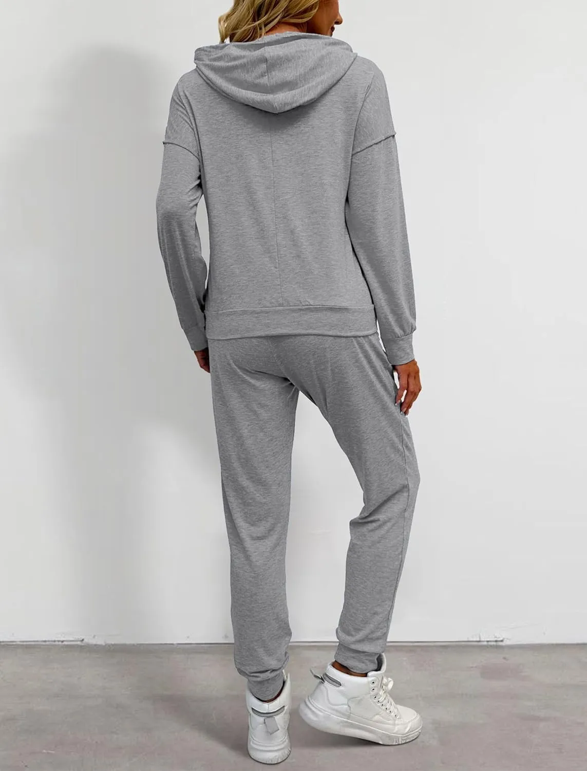 Womens Two Piece Tracksuit Outfits Hoodies Jogger Sweatsuit Lounge Sets with Pockets