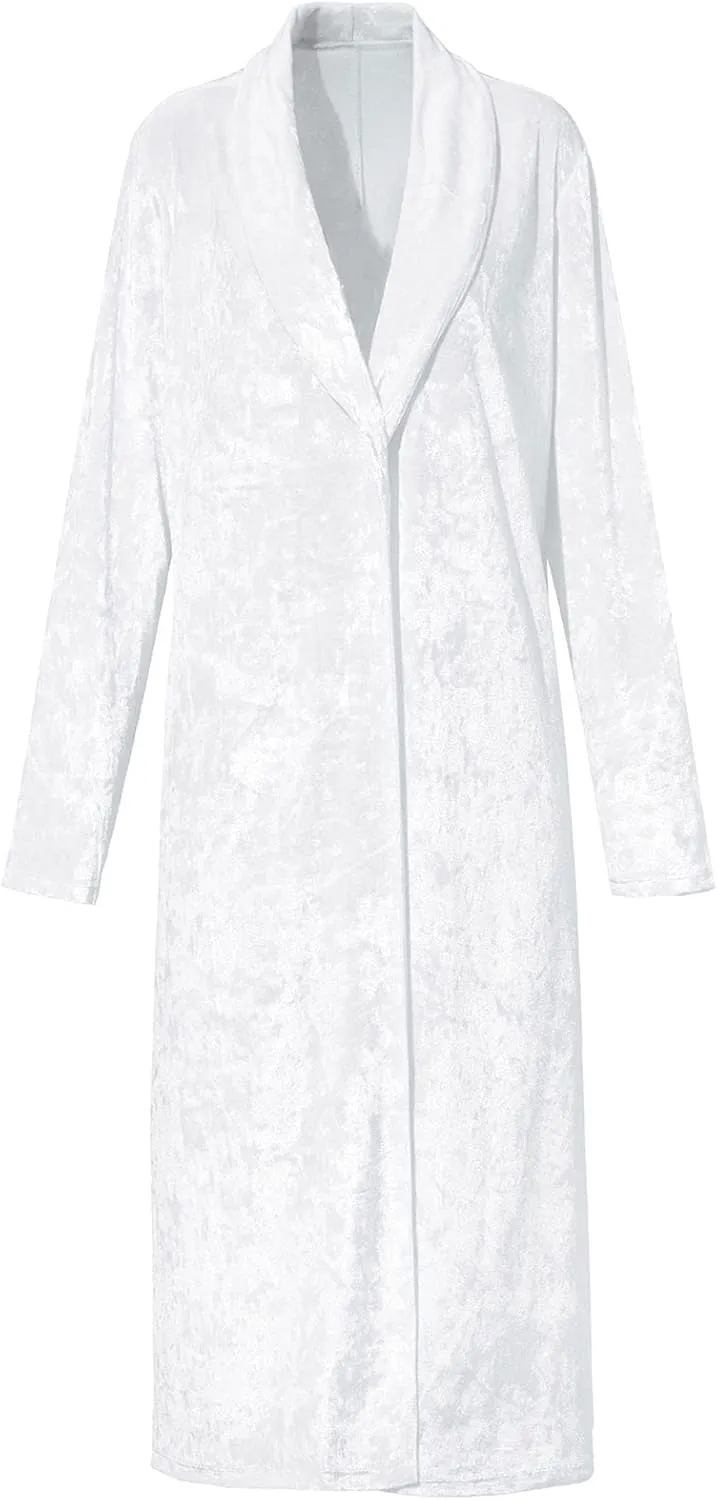 Women's Velvet Lapel Collar Open Front Long Cardigan Trench Coat