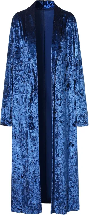 Women's Velvet Lapel Collar Open Front Long Cardigan Trench Coat